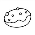 vector drawing in doodle style donut. simple line drawing donut, cake. black and white illustration